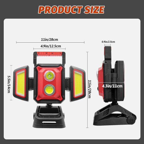 Rechargeable work light, 4000LM magnetic work light - Clamp/tripod mount, 5-mode portable wireless floodlight 1