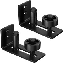 Adjustable Barn Door Floor Guide - 2pc Roller with 8 DIY Options for Wooden, Interior, and Glass Sliding Doors - Protects the Door, Black