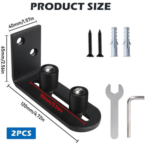 Adjustable Floor Guide: 2-Pack Barn Sliding Door Floor Guide, Adjustable Wall Mount Stay Roller Guide 1