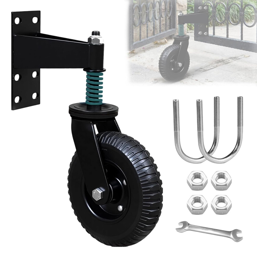 8-Inch Fence Gate Wheel, 600 Lb Load Capacity, Heavy-Duty Spring-Loaded Gate Caster Wheels With Accessories, 360-Degree Rotating Gate Caster Wheel 756594256247
