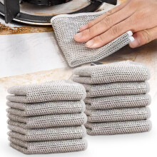 Lot de 10 chiffons métalliques multi-usages pour lave-vaisselle, utilisables à sec ou humides, pour le nettoyage à sec et à l'eau.