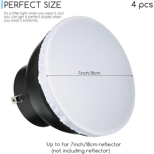 4-piece diffuser lamp sock soft cover 7 inch / 18 cm standard fabric diffuser light sock lamp shade reflector lamp for strobe flash Speedlite (white) 1