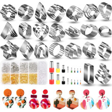 Polymer clay cutters for earring making, 705-piece clay cutter set with 49 shapes, stainless steel clay cutting tools