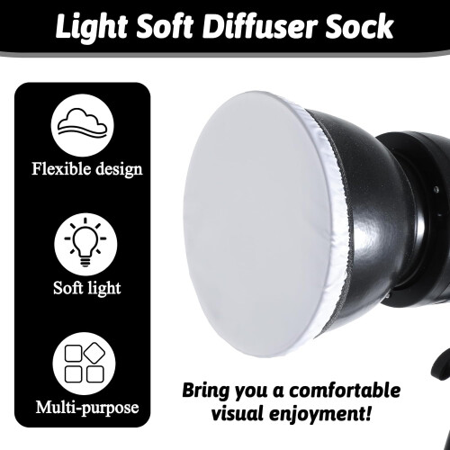 7"/18cm Light Diffuser, 4PCS Diffuser Lamp Sock Soft Cover Soft White Diffusers Standard Fabric Diffusers Light Sock softens the light output 2