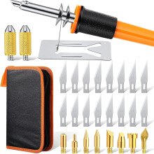 Ensemble de 30 outils de coupe électriques à chaud, couteau multifonction pour le modélisme et la pyrogravure, avec 2 supports en métal, 16 lames