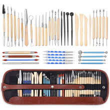 43-Piece Double-Sided Ceramic Clay Sculpting Tools Set with Carrying Bag for Beginners and Professionals