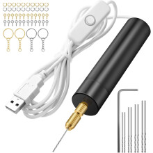 Electric hand-operated drilling tool set for resin casting molds, electric pin screw kit with 8 drill pins (0.8 to 1.2 mm)