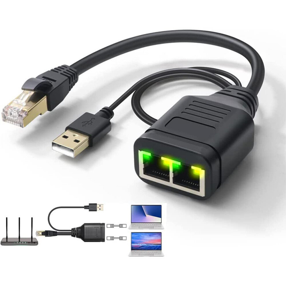 Ethernet Splitter 1 To 2 Internet Splitter - Female To Dual Female Rj45 Network Splitter, High Speed 100Mbps Lan Distributor Connector 756594257169
