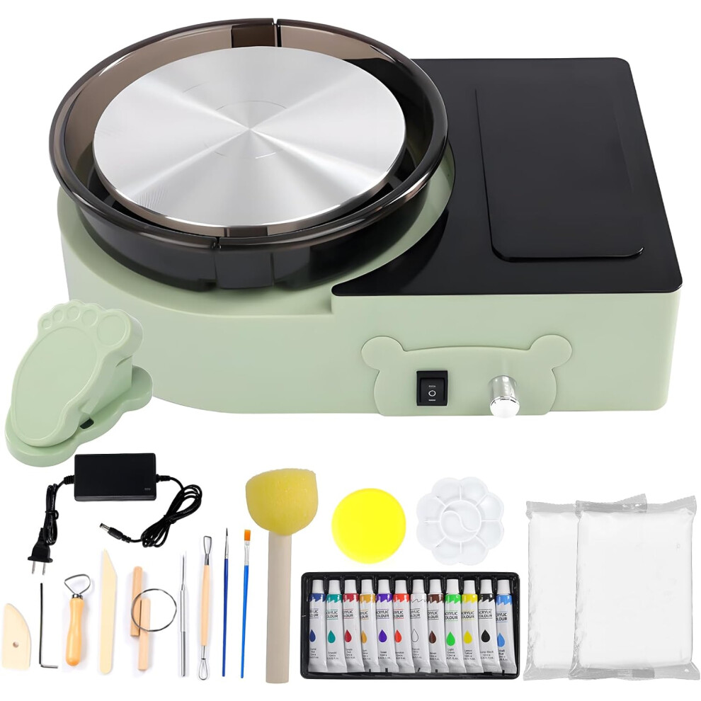 Shenzhenshiwusongmaoyiyouxiangongsi Pottery Wheel Machine With Foot Pedal, 6-Inch Rotating Turntable Bidirectional Clay Wheel, Electric Ceramic Forming Machine With Removable Basin
