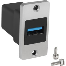 5Gbps USB 3.0 Rectangular Metal Panel Adapter USB 3.0 Female to Female Panel Mount Connector USB 3.0 Mounting Socket Data Module 5V/0.5A Charging
