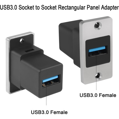 5Gbps USB 3.0 Rectangular Metal Panel Adapter USB 3.0 Female to Female Panel Mount Connector USB 3.0 Mounting Socket Data Module 5V/0.5A Charging 1