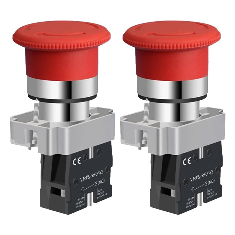 22Mm 1Nc Red Mushroom Emergency Stop Locking Push Button Safety Stop Switch Normally Closed 10A 660V 756594466080