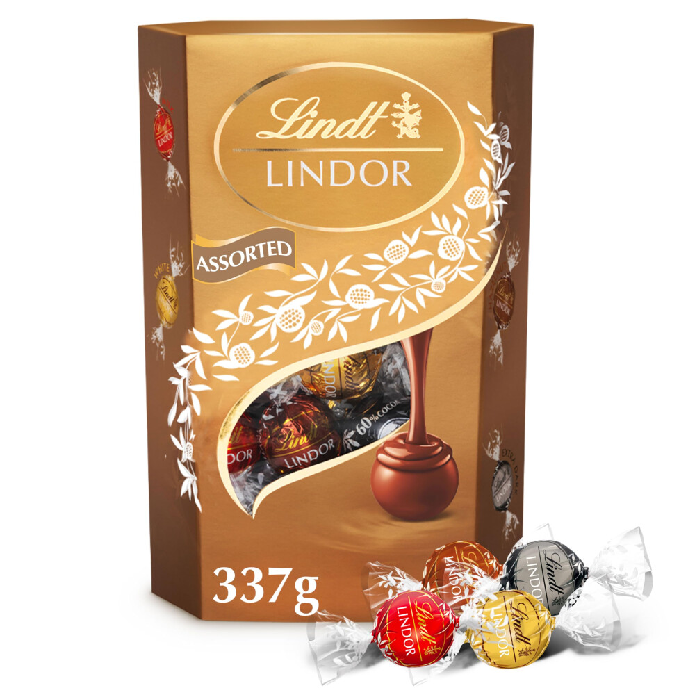 Lindt Lindor Assorted Chocolate Truffles – 337G Box Approx 26 Balls – Smoot