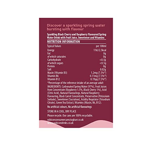 Rubicon Rubicon Spring 12 Pack Black Cherry Raspberry Sparkling Spring Water with R 1
