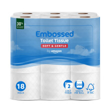 by Amazon Toilet Roll 2Ply Embossed Soft and Gentle 18 Rolls Pack of 1 200
