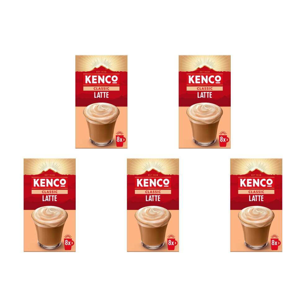 Kenco Latte Instant Coffee Sachets 8X163g Pack Of 5 Total 40 Sachets 652G