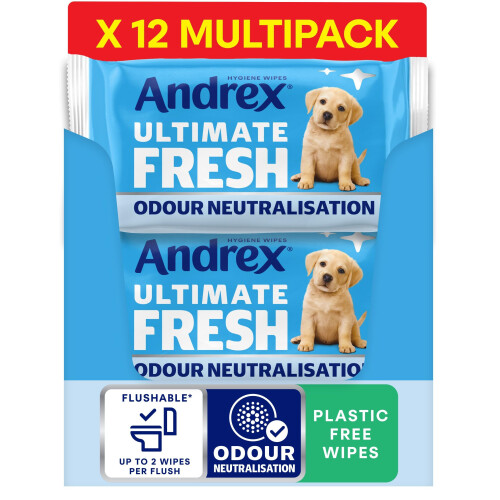 Andrex Andrex Ultimate Fresh Washlets 12 Packs  Gentle Biodegradable Flushable Toi
