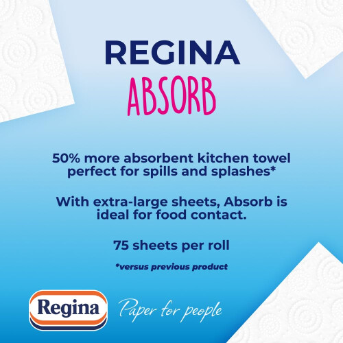 Regina Regina Absorb Kitchen Towels – 2 Rolls Per Pack Super Absorbent 2ply Kitche 1