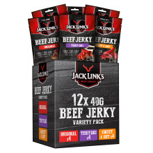 Jack Links Beef Jerky Mixed Flavour Dried Meat Snack Box of 12 x 40g Hi