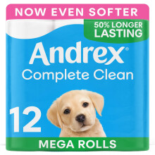 Andrex Complete Clean 12 Mega Toilet Rolls 18 Standard Toilet Rolls 50 Long