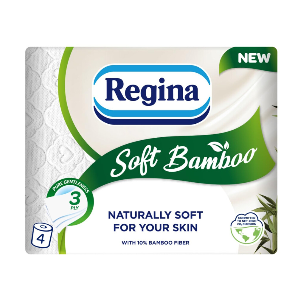 Regina Soft Bamboo 4 Rolls Of Toilet Tissue 3 Ply 160 Sheets Naturally Sof
