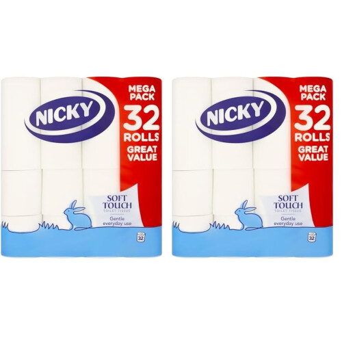 Nicky Nicky Soft Touch Toilet Tissue  Extra Value Pack 64 Rolls of Extra Gentle W