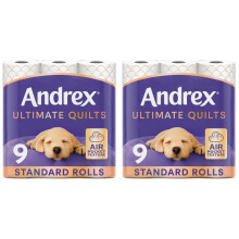 Andrex Ultimate Quilts Toilet Paper 9 Rolls Air Pocket Technology for Soft