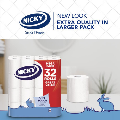 Nicky Nicky Soft Touch Toilet Tissue  Extra Value Pack 64 Rolls of Extra Gentle W 1
