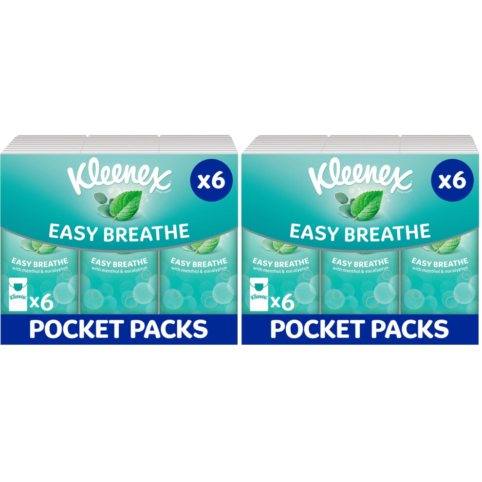 Kleenex Easy Breathe Travel Pocket Tissues Natural Menthol And Eucalyptus