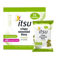 itsu Wasabi Flavour Seaweed Thins 5g  Crispy Seaweed Snacks  Vegan  Low Cal