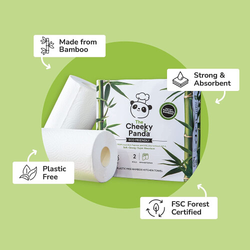 The Cheeky Panda The Cheeky Panda Bamboo Kitchen Roll  10 Kitchen Rolls  1000 Super Strong S 1