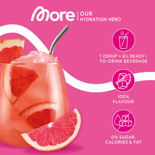 MORE Zerup Zero Calorie Syrup with Real Fruit Extracts Pink Grapefruit 65 m 2