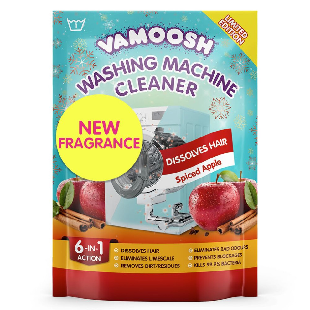 Vamoosh 6In1 Washing Machine Cleaner Spiced Apple Scent Dissolves Hair Elim