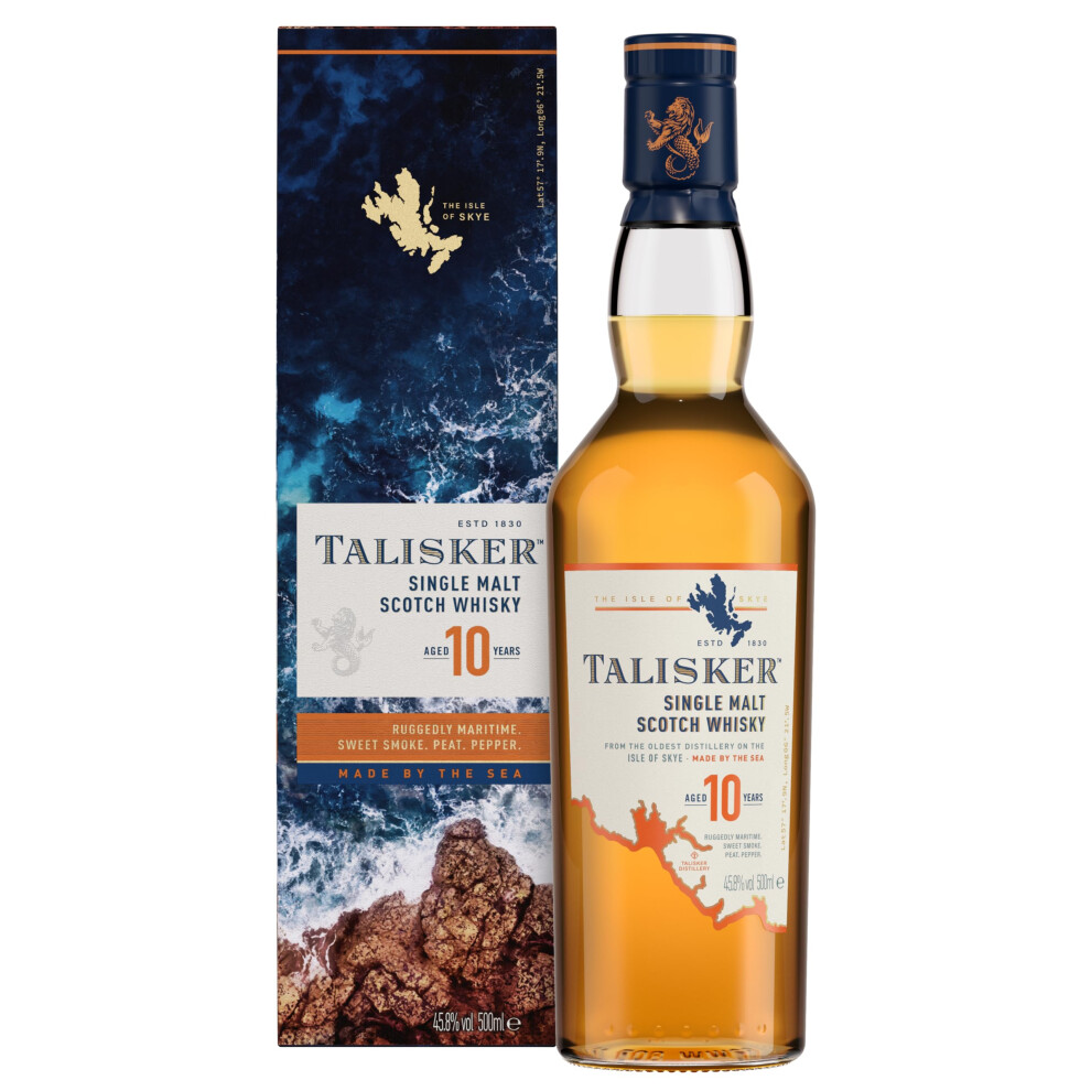 Talisker 10 Year Old Single Malt Scotch Whisky 458 Vol 70Cl Rich Deep C