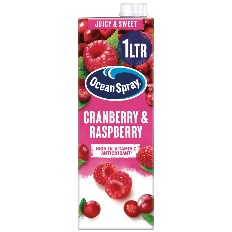 Ocean Spray Cranberry Raspberry Juice Drink 1L Sugar Natural Sweetener