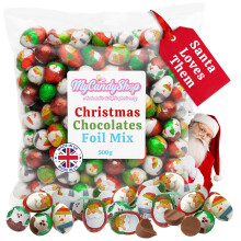Christmas Chocolates Foil Mix 500g Chocolate Santas Snowmen Puddings Sol
