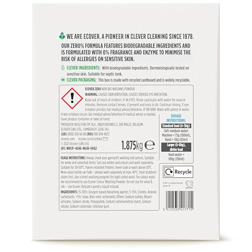 Ecover Ecover Zero NonBio Laundry Detergent Powder For Sensitive Skin Laundry Wash 1