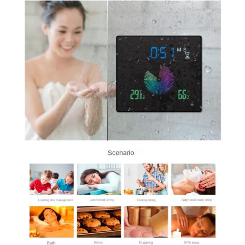 Wall Clock Waterproof Bathroom Digital Shower Clock With 12/24 Hour Display Easy Read White 1