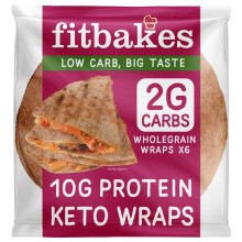 Fit bakes 2g Carbs Wholegrain Keto Wraps 10g Protein 6x40g Tortillas Low Ca