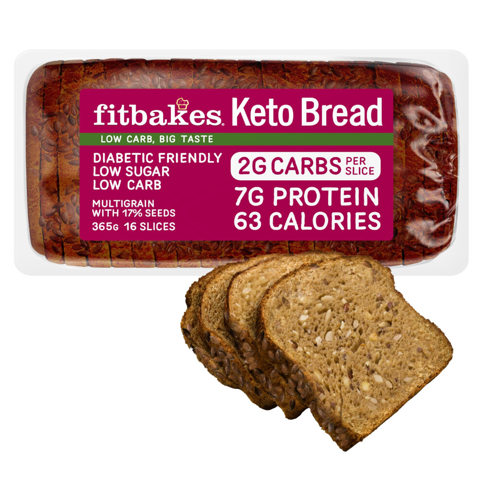 Fit Bakes Keto Bread 2G Carbs 7G Protein Low Carb Bread Loaf 16 Slices Mul