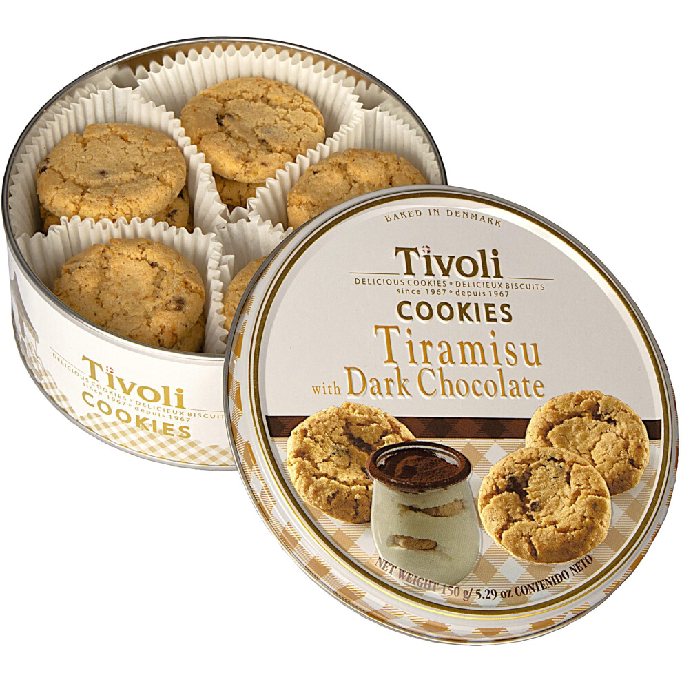 Pvl Trade Jacobsens Of Denmark Tivoli Tiramisu Chocolate Cookies 150G Small Tin Dark