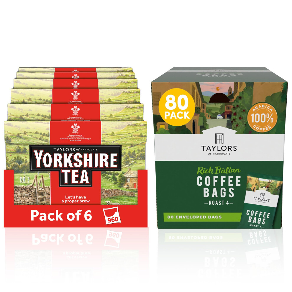 Yorkshire Tea Taylors Of Harrogate Roast 4 Decaffe Coffee Bags 80 Enveloped Bags Pack Of