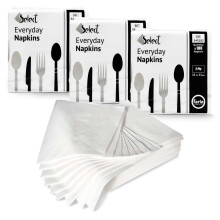 Select White Paper Napkins 3 x 100 Packs 2Ply Disposable Table Napkins So
