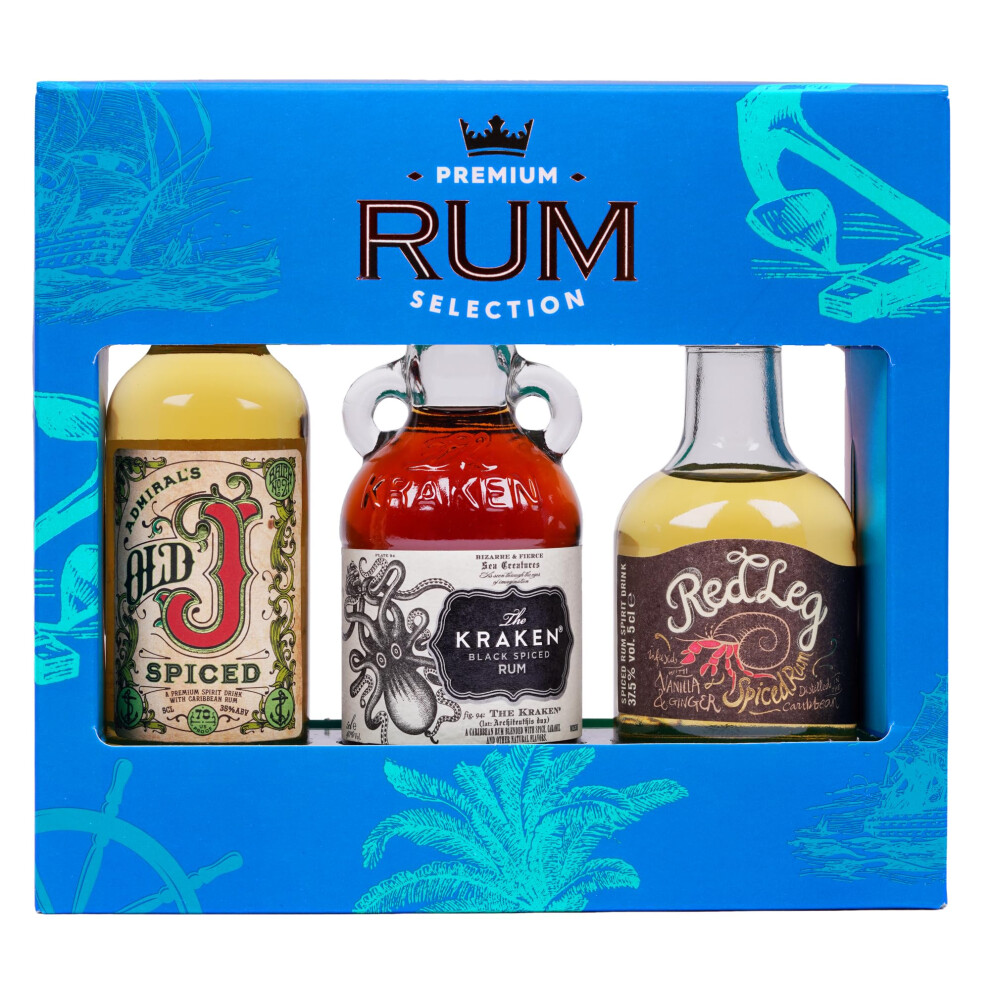 Blue Tree Rum Selection Trio 3X 5Cl Spiced Rums – The Kraken 40 Abv Admiral's O Black