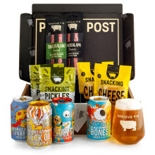 Serious Pig + Beavertown Craft Beer and Snacks Gift Box with Glassware and Tasting Notes (11 Pack)