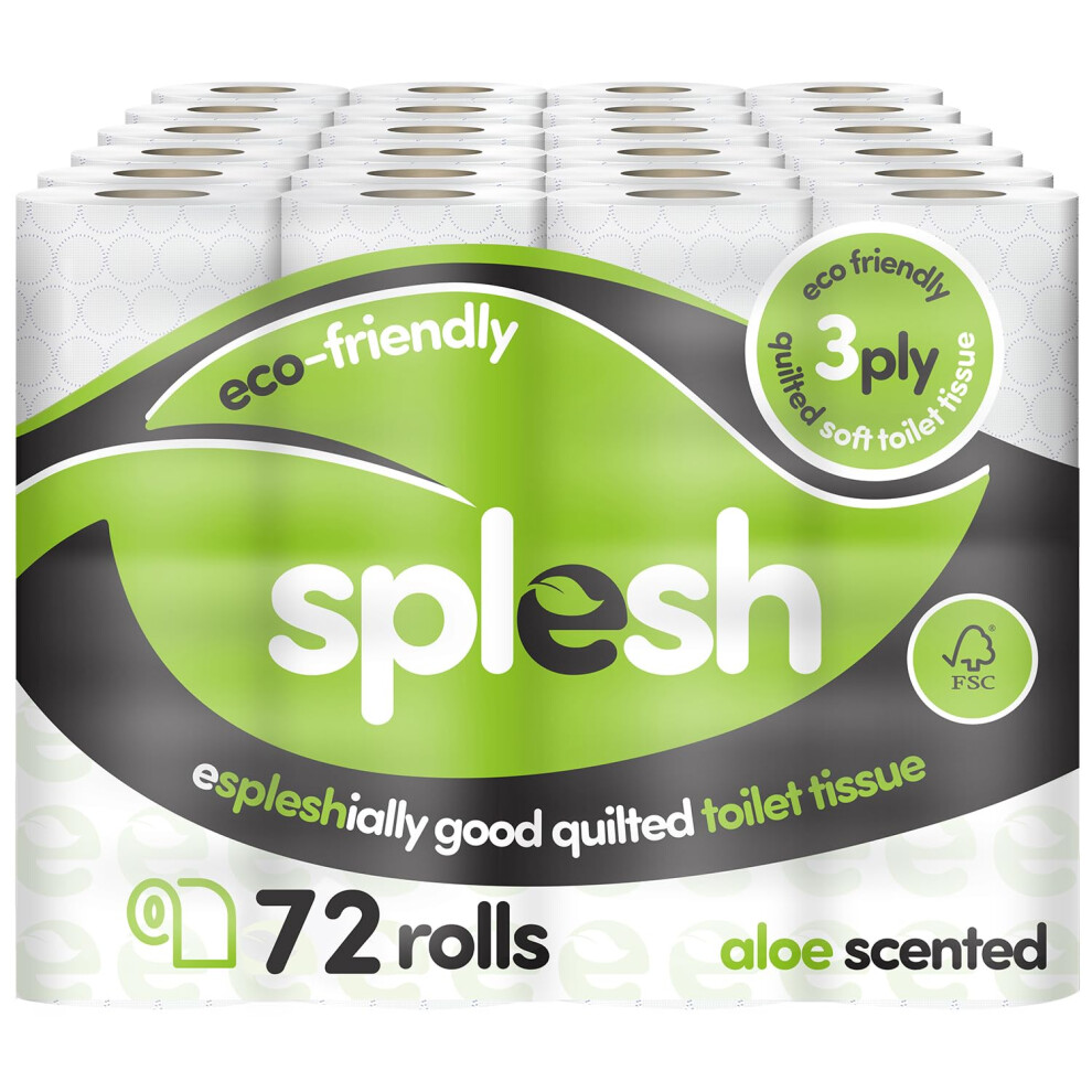 Cusheen Splesh By Toilet Roll 72 Rolls Aloe Vera Scent Bulk Family Pack S