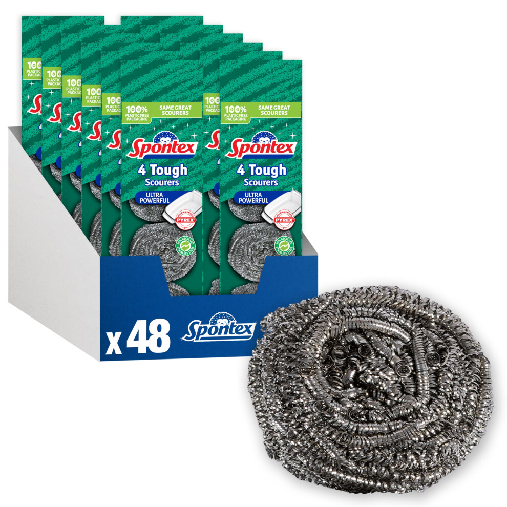 Spontex Tough Kitchen Scourers Wire Wool Pan Scourers 90 Recycled Rustfre