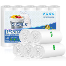 XUXRUS 5 Liter Small Trash Bin Bags White Bin Liners 12 Gallon Garbage Bags