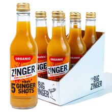 Zinger 5 Shot Organic Ginger Shots 6x330ml 30 Servings Refreshing Fiery
