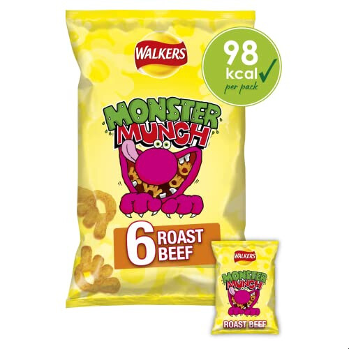 Walkers Walkers Monster Munch Roast Beef Multipack Snacks Crisps 6x20g 1